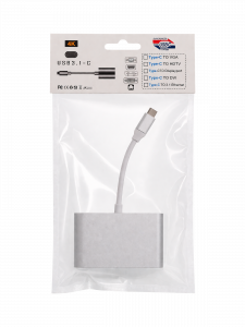 Орбита OT-AVW55 переходник (штекер TYPE-C - гнездо USB 3.0/VGA/TYPE-C) 15см